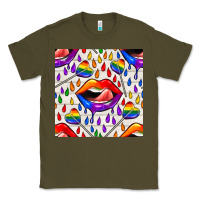 Army Green Pride lgbtq lips and heart lollipop seamless patte Classic Tee - BundleAndBundleShop