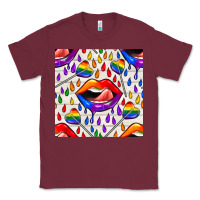 Burgundy Pride lgbtq lips and heart lollipop seamless patte Classic Tee - BundleAndBundleShop