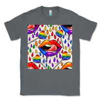 Charcoal Heather Pride lgbtq lips and heart lollipop seamless patte Classic Tee - BundleAndBundleShop