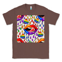 Chestnut Pride lgbtq lips and heart lollipop seamless patte Classic Tee - BundleAndBundleShop