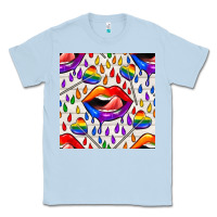 Dusty Blue Pride lgbtq lips and heart lollipop seamless patte Classic Tee - BundleAndBundleShop