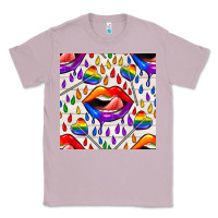 Lilac Pride lgbtq lips and heart lollipop seamless patte Classic Tee - BundleAndBundleShop