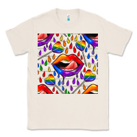 Natural Pride lgbtq lips and heart lollipop seamless patte Classic Tee - BundleAndBundleShop
