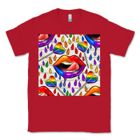 Red Pride lgbtq lips and heart lollipop seamless patte Classic Tee - BundleAndBundleShop