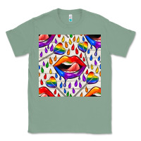 Sage Pride lgbtq lips and heart lollipop seamless patte Classic Tee - BundleAndBundleShop
