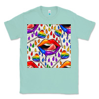Seafoam Pride lgbtq lips and heart lollipop seamless patte Classic Tee - BundleAndBundleShop