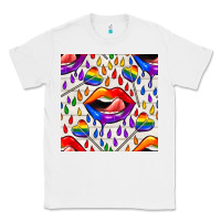 White Pride lgbtq lips and heart lollipop seamless patte Classic Tee - BundleAndBundleShop