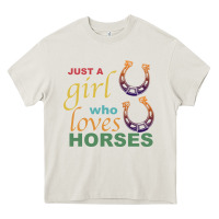 Cream Just a Girl Who Loves Horses Heavy Core Tee - Bettercallsaul