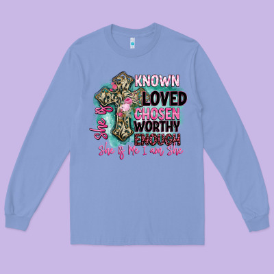 She Is Loved Long Sleeve Tee Designed By Barkaloodesign