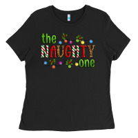 Black The Naughty One Christmas Ladies Tee - Artiststas