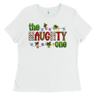 White The Naughty One Christmas Ladies Tee - Artiststas