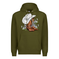 Army Green white  cowgirl  and roses Premium Hoodie - AdoDesignShop