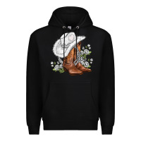 Black white  cowgirl  and roses Premium Hoodie - AdoDesignShop