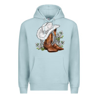 Blue Mist white  cowgirl  and roses Premium Hoodie - AdoDesignShop