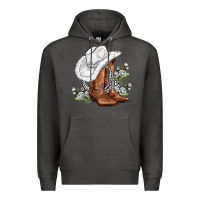 Charcoal Heather white  cowgirl  and roses Premium Hoodie - AdoDesignShop
