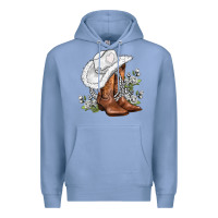 Colony Blue white  cowgirl  and roses Premium Hoodie - AdoDesignShop