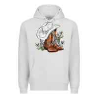 Dove Grey white  cowgirl  and roses Premium Hoodie - AdoDesignShop