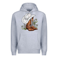 Heather Grey white  cowgirl  and roses Premium Hoodie - AdoDesignShop