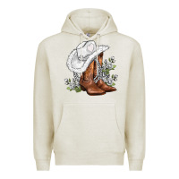 Oatmeal Heather white  cowgirl  and roses Premium Hoodie - AdoDesignShop