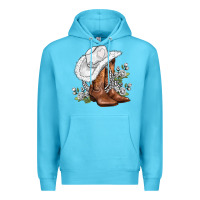Ocean Blue white  cowgirl  and roses Premium Hoodie - AdoDesignShop
