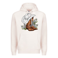 Pale Pink white  cowgirl  and roses Premium Hoodie - AdoDesignShop