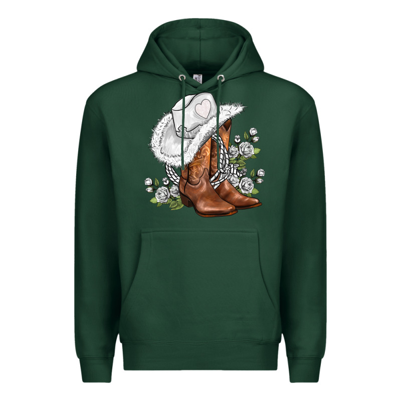 White  Cowgirl  And Roses Premium Hoodie by AdoDesignShop | Teevron