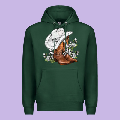 White  Cowgirl  And Roses Premium Hoodie Designed By Adodesignshop