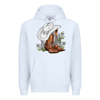 White white  cowgirl  and roses Premium Hoodie - AdoDesignShop