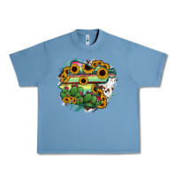Pebble Blue Guanajuato sunflower serape map Urban Heavy Tee - RanaPortraitStore