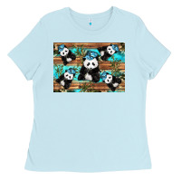 Baby Blue Camouflage Baby Panda Ladies Tee - Artiststas