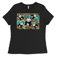 Black Camouflage Baby Panda Ladies Tee - Artiststas