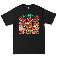 Black Happy Christmas Cow Premium Tee - CowhideDigitalArt