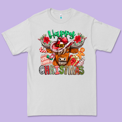 Happy Christmas Cow Premium Tee Designed By Cowhidedigitalart