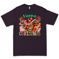 Plum Happy Christmas Cow Premium Tee - CowhideDigitalArt