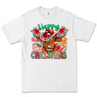 White Happy Christmas Cow Premium Tee - CowhideDigitalArt