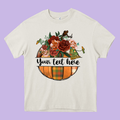 Preview Customize Floral Pumpkin Heavy Core Tee Designed By Bundleandbundleshop