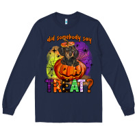 Navy did somebody say treat Long Sleeve Tee - BarkalooDesign