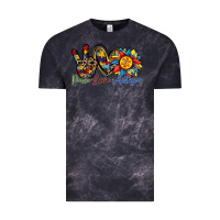 Cloud Black peace love autism sunflower Vintage Tee - RacoonDesign