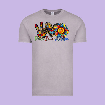 Peace Love Autism Sunflower Vintage Tee Designed By Racoondesign