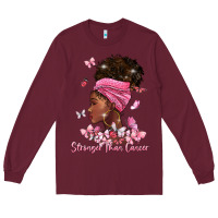 Burgundy stronger than cancer Long Sleeve Tee - BarkalooDesign