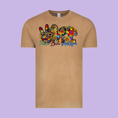 Peace Love Autism Vintage Tee Designed By Racoondesign