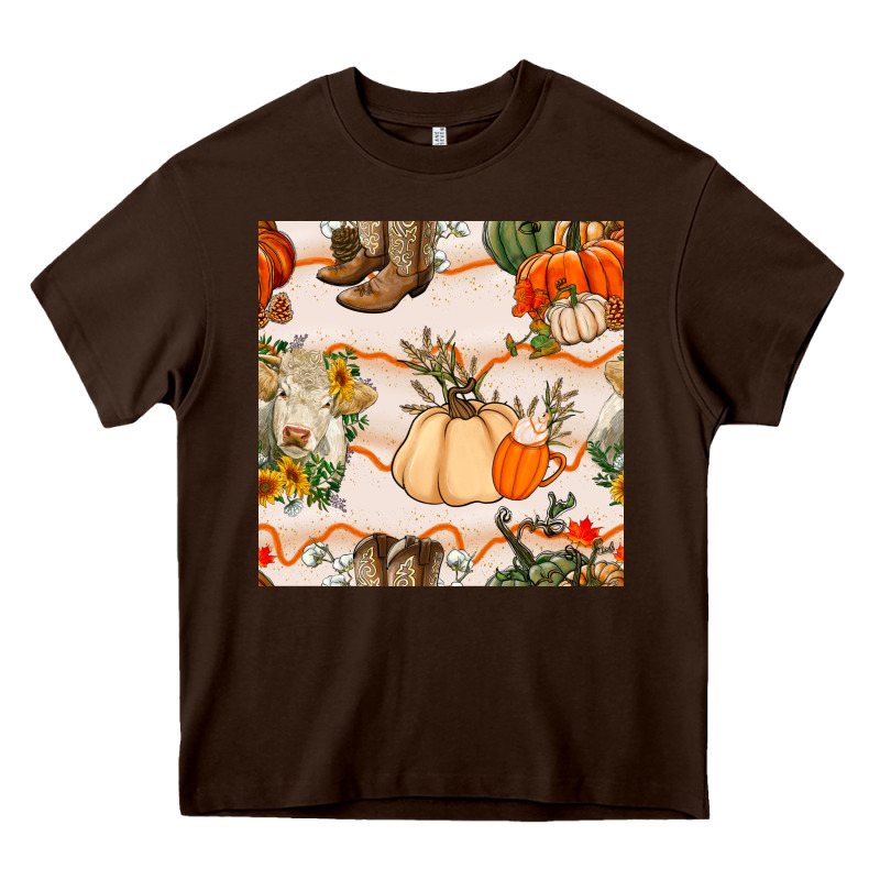 Fall Heifer Seamless Pattern Heavy Core Tee by BundleAndBundleShop | Teevron
