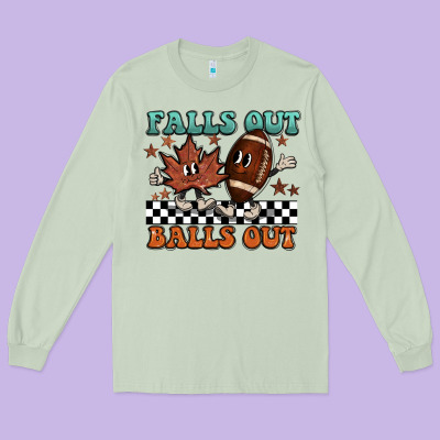 Falls Out Balls Out Long Sleeve Tee Designed By Barkaloodesign