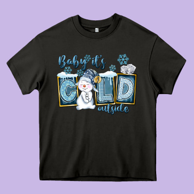 Baby It's Cold Outside Heavy Core Tee Designed By Fadigitalartstudio