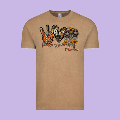 Peace Love Dog Mama Vintage Tee Designed By Racoondesign