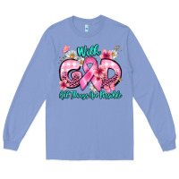 Colony Blue with god all things are possible Long Sleeve Tee - BarkalooDesign