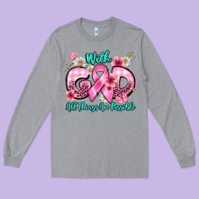 With God All Things Are Possible Long Sleeve Tee Designed By Barkaloodesign