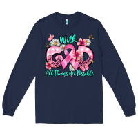 Navy with god all things are possible Long Sleeve Tee - BarkalooDesign