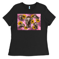 Black Baby elephant sunflowers kid's bottle Ladies Tee - Artiststas