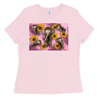 Bubblegum Pink Baby elephant sunflowers kid's bottle Ladies Tee - Artiststas